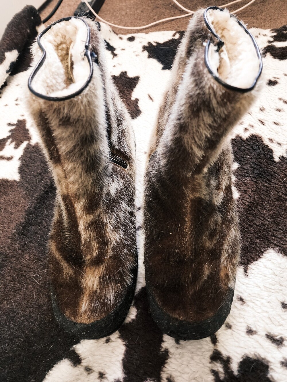 WOMEN'S 70'S/80'S REAL FUR ESKIMO ANKLE BOOTIES - MULTI